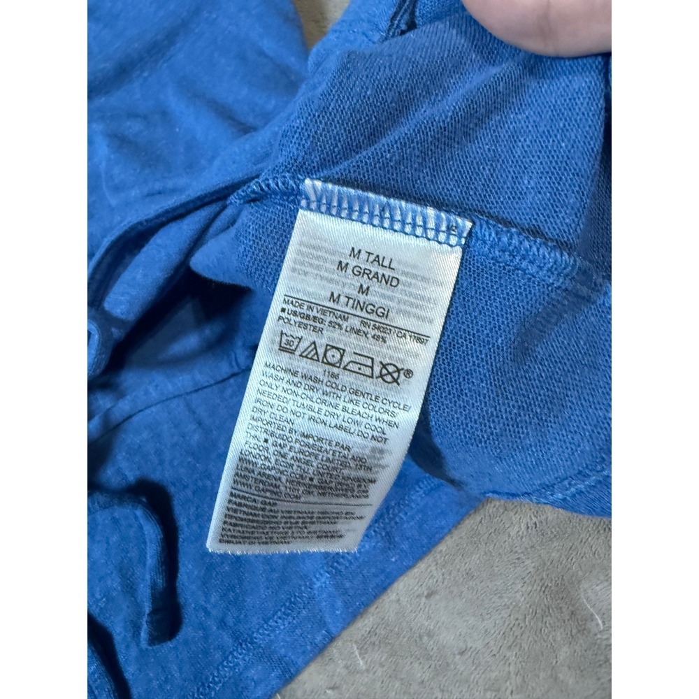 NWT Gap Size Medium Tall Linen Blend Front Cardigan Shirt Long Sleeve Royal Blue - Picture 7 of 8